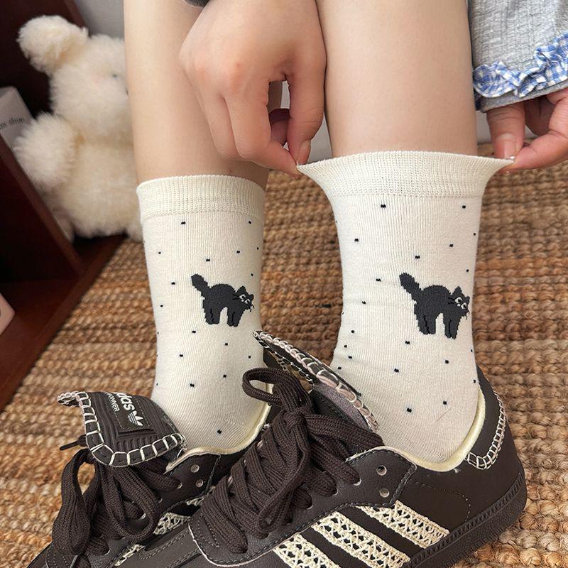 Cartoon Animal Kawaii Lovely Cat For Women Cotton Socks Japanese Style Comfortable Female Casual Mid Tube Sock
