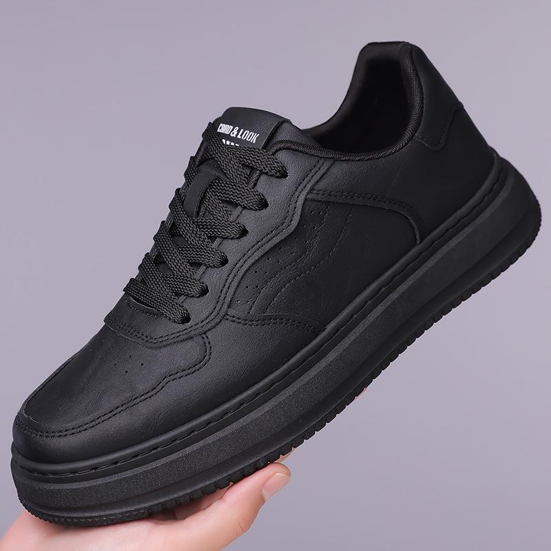High-top leather shoes men's autumn and winter men's versatile wear-resistant heightening sports and leisure board shoes