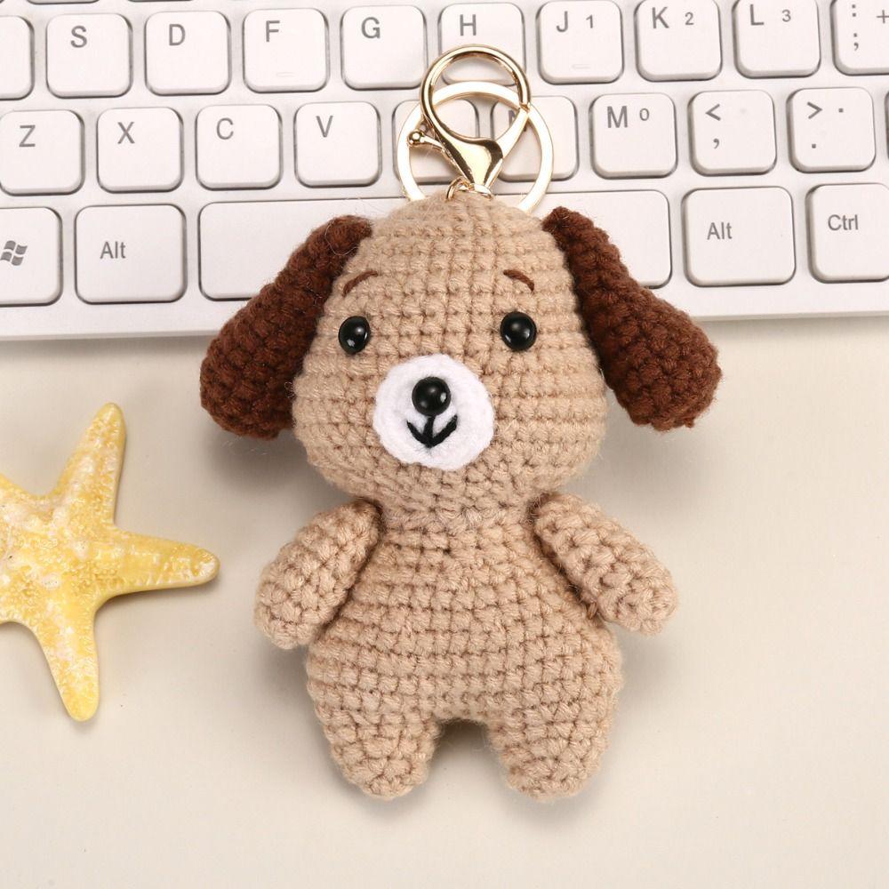 Backpack Charm Knitted Animal Keychain Handwoven Crochet Doll Key Ring Animal Pendant Friend Gifts