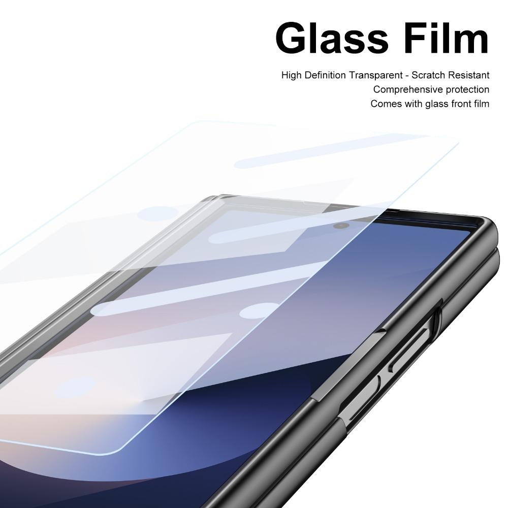 Leather Glass Film Pen Slot with Pen Phone Case for Samsung Galaxy Z Fold 6 5 4 3 Fold6 Fold5 Hinge Protection Shockproof Cover