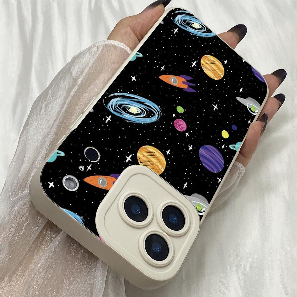 M452 Cute little astronaut in space Art Angel Eyes Soft Phone Cases for iPhone Samsung Galaxy Xiaomi Rdemi Huawei Honor Infinix Realme OPPO All Model