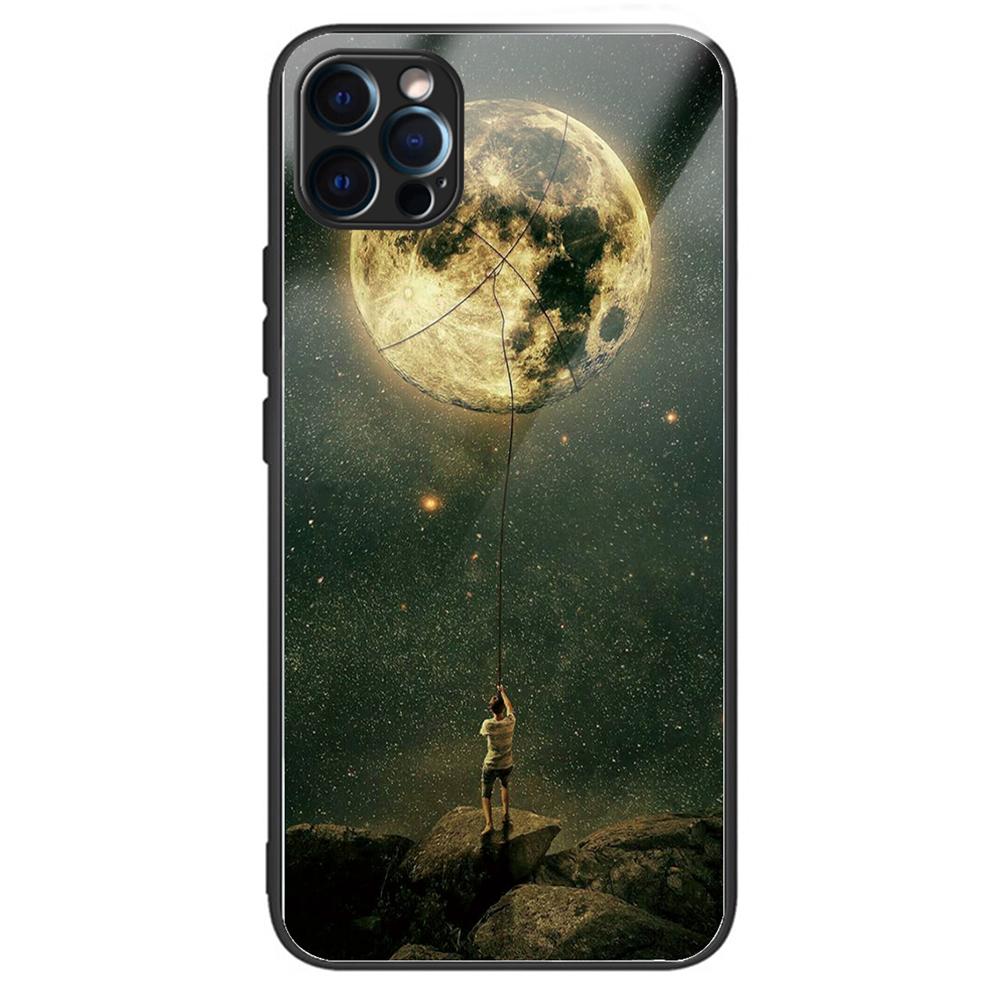 Чехол для телефона с печатью рисунка для iPhone 15 Pro, задняя панель из закаленного стекла + кромка из ТПУ