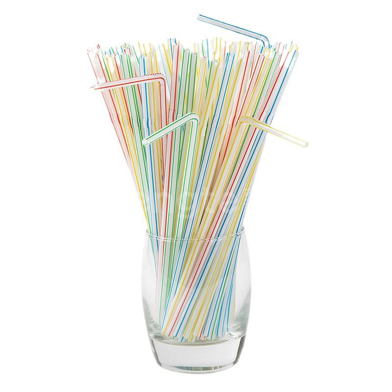 Mont 5*210 Disposable Colored Striped Bendable Straws, Food-Grade PP, Ideal for Drinking Juice (For Household, Mother and Baby Use)