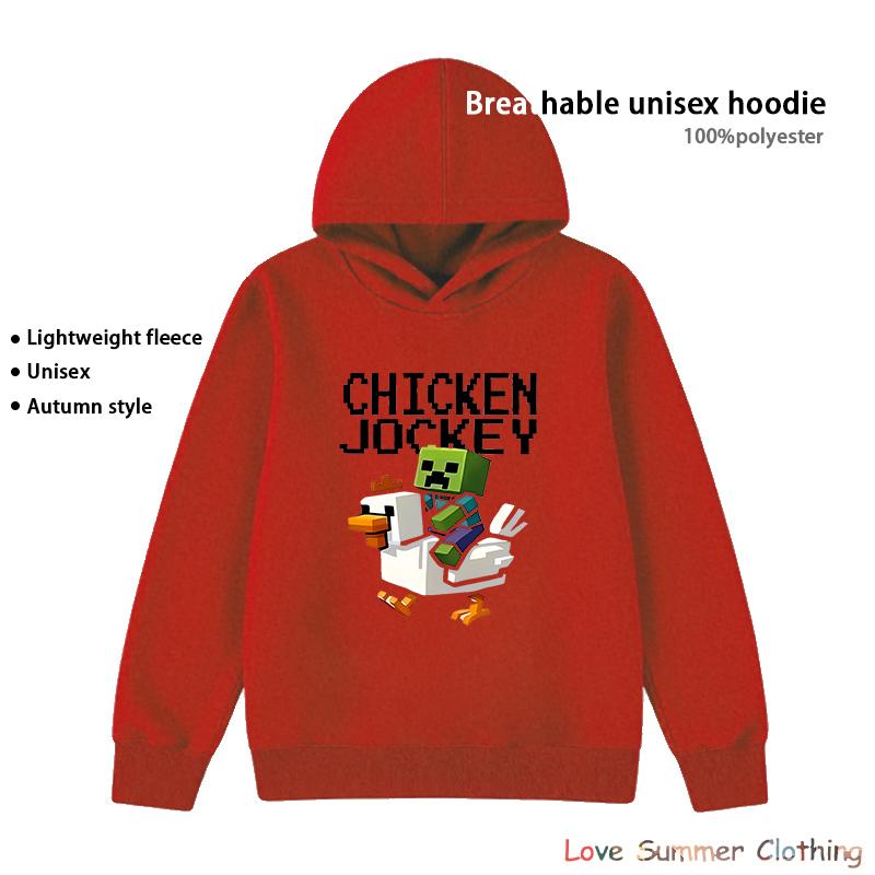 Худи Minecraft Chicken Jockey для мальчиков и девочек 4-14 лет, HD-принт, 100% полиэстер, геймерский пуловер, повседневная детская толстовка, осенняя коллекция, множество цветов, оптовая скидка.