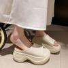 Sponge Cake Platform One-word Slippers Women's Outer Wear Summer 2025 New Open-toed Small Man with Skirt Beach Shoes