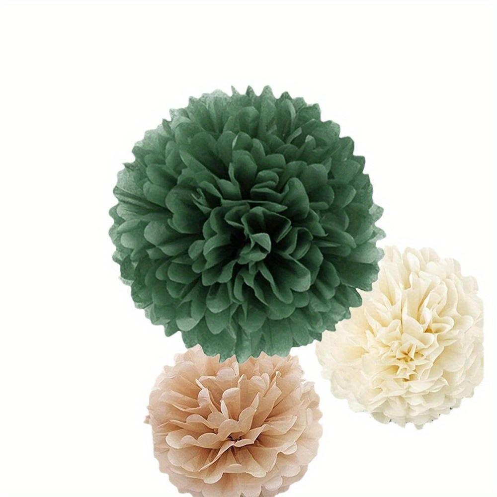 15pcs Wedding Party Decorations Set Green Tissue Paper Pom Poms Dot Paper Garland String Hanging Backdrop for Engagement Green Boho Wedding