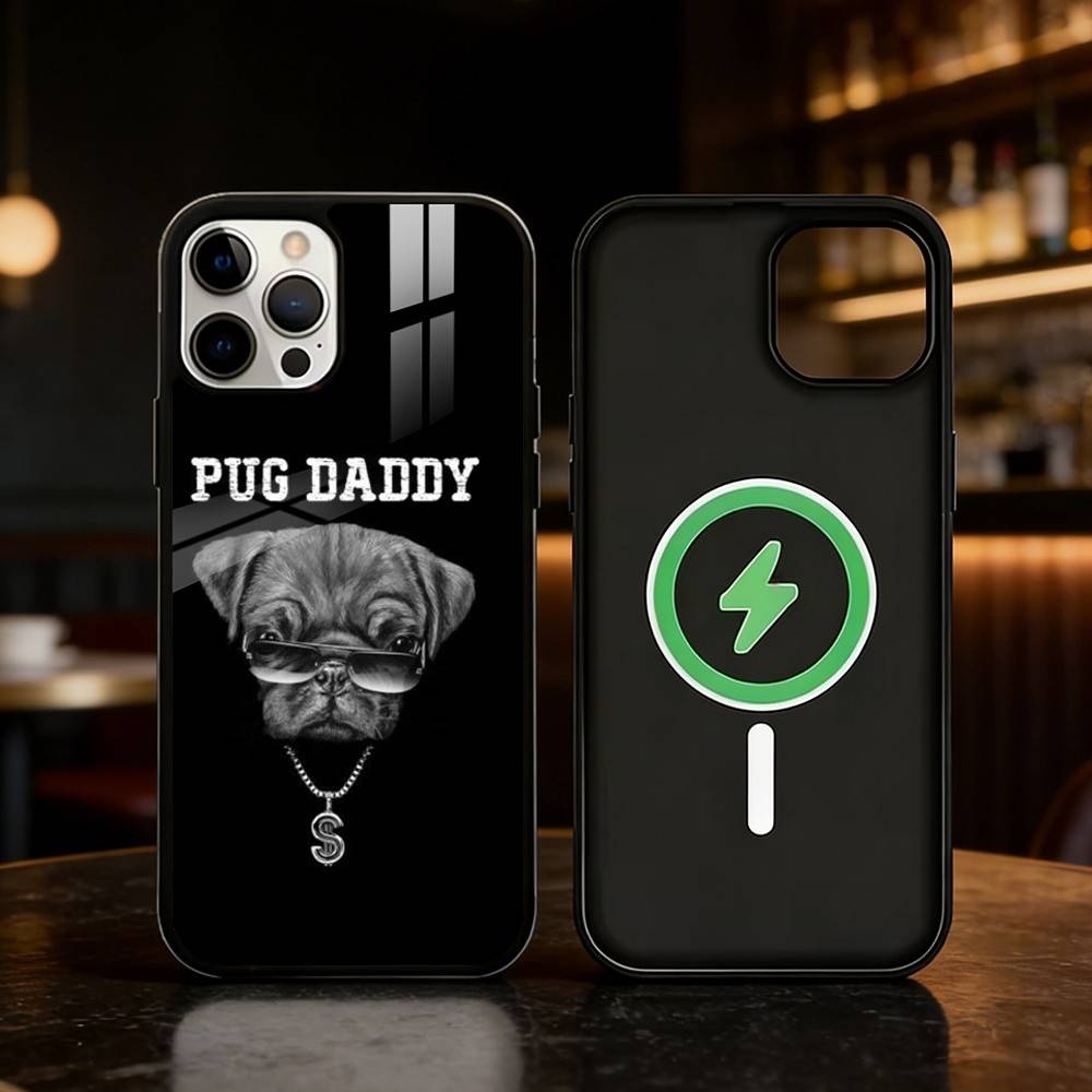 Забавный мультяшный чехол для телефона с мопсом для iPhone 17,16,15,14,13,12,Plus,Pro,Max Для магнитной беспроводной зарядки