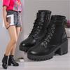 Ботинки Мартин большого размера на среднем каблуке с круглым носком на шнуровке, новые осенне-зимние, с боковой молнией, универсальные женские ботинки