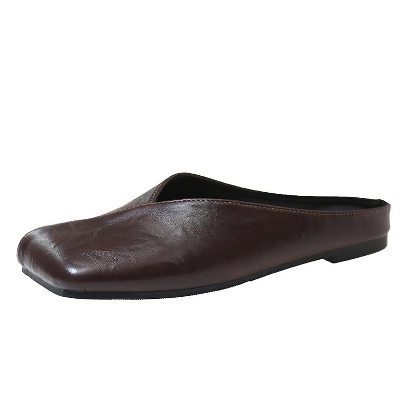 Модные слипоны для женщин с квадратным носком, большой размер 42, плоская женская обувь, легкие весенние повседневные уличные гладкие новые мюли