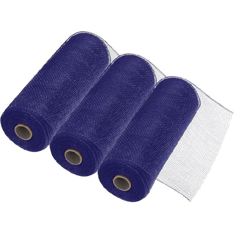 MECCANIXITY 3pcs 10 Inch Poly Burlap Mesh for Wreath, Decorative Mesh Fabric Ribbon 10 Yard for Fall Easter Christmas Flower Bow, Dark Green