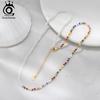 ORSA JEWELS Чокер из стерлингового серебра 925 пробы, 2,5 мм, с жемчугом из ракушки и разноцветными бусинами, элегантное ожерелье-нить для женщин PSN05
