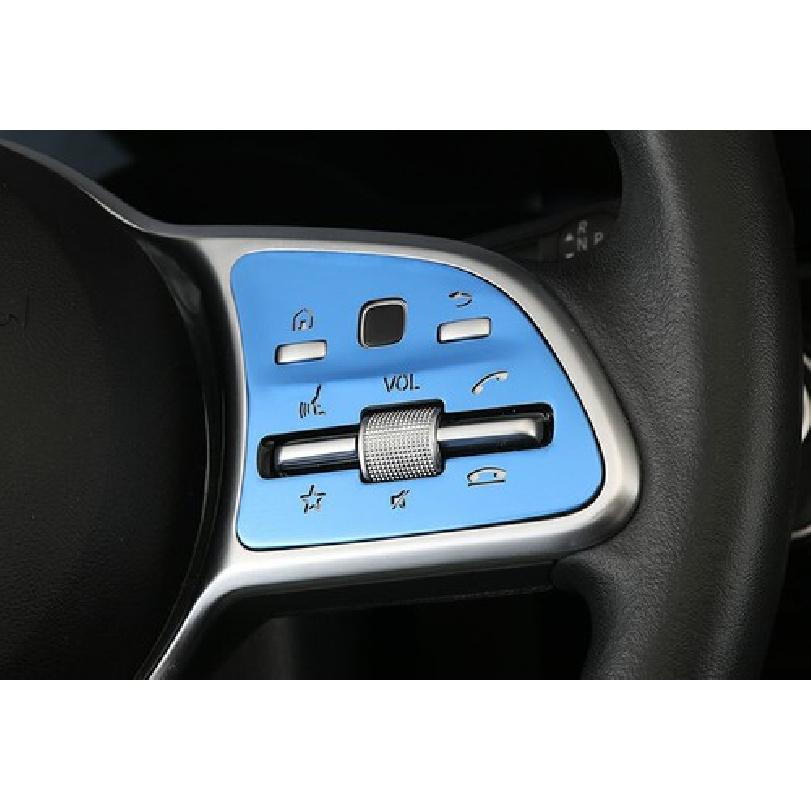 Blue Aluminum Steering Wheel Switch Cover Trim 2X Fit For Benz C-Class 2019-2021