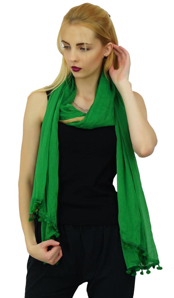 Индийский длинный шарф Dupatta Chunni из смесового шифона с запахом и кисточками