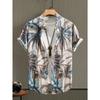 Summer Men's Soft Hawaiian Shirt with Vibrant Jungle Leaf & ExotiFlower Prints Lapel Button Tops Oversized Unisex Clothing