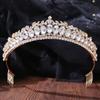 DIEZI New Baroque Korean Gold Color Crown Hair Accessories Luxury Crystal Tiara For Women Wedding Headdress Bridal Hair Zircon