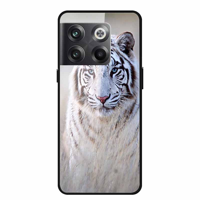 For Oneplus 10 pro Case Luxury Hard Tempered Glass Cover for OnePlus 10 Pro TPU Bumper Phone Case Cool Animals Pattern Cover