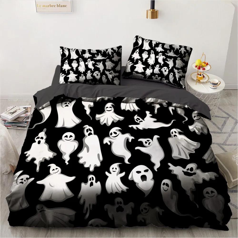 Black and White Grimace Duvet Cover Black Cartoon Dryad Ghost for Children Boys Gifts Bedroom Decoration Polyester Quilt Cover