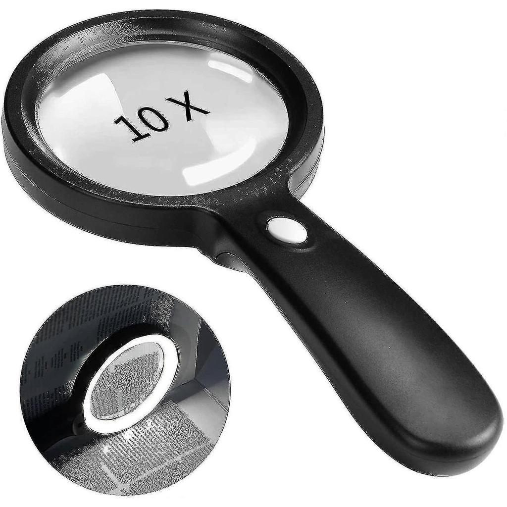 Magnifying Glass With Light, 10x Handheld Large Magnifying Glass 12 Led