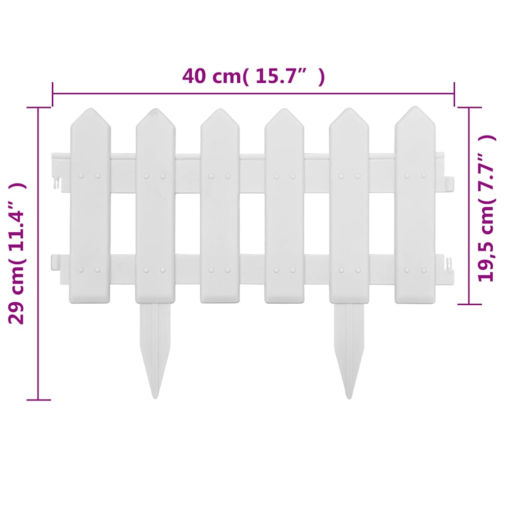 Lawn Edging 25 pcs White 10 m PP