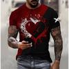 New Loose Casual Men's T-shirt with Heart-shaped Short Sleeved 3D Printed T-shirt
