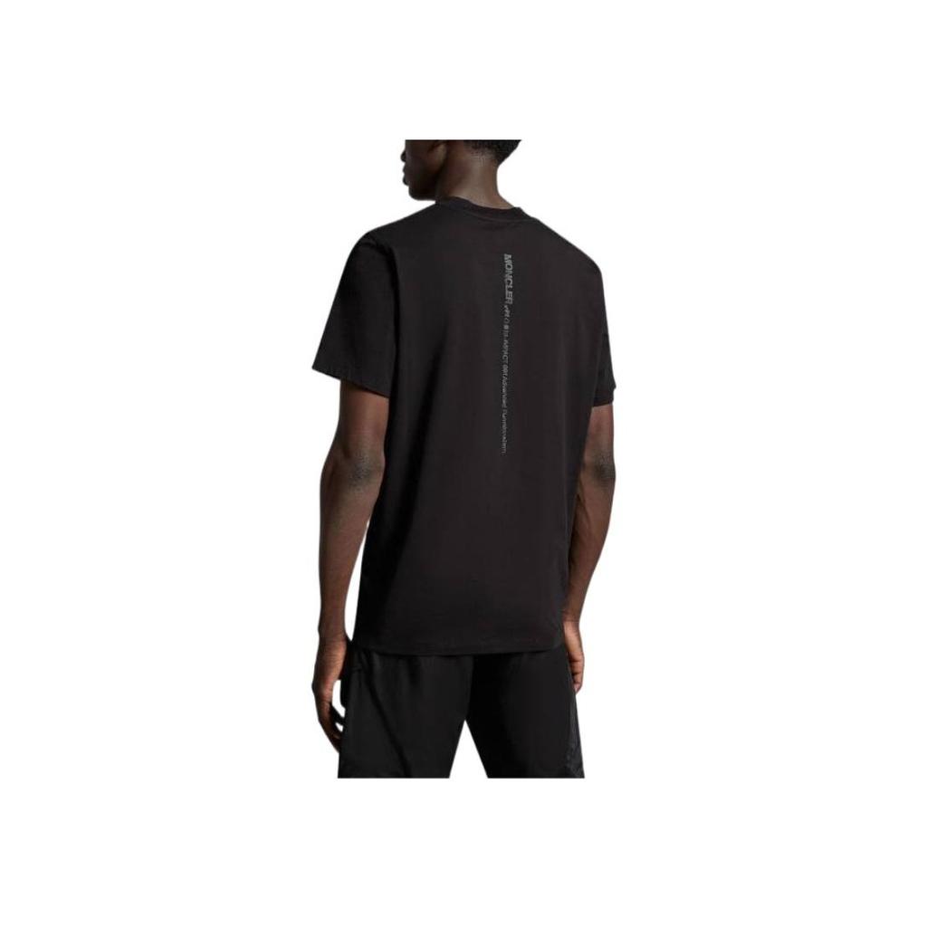 Moncler SS23 Solid Logo Embossed Crew Neck T-Shirt Men Tops Black I10918C00007829H8999