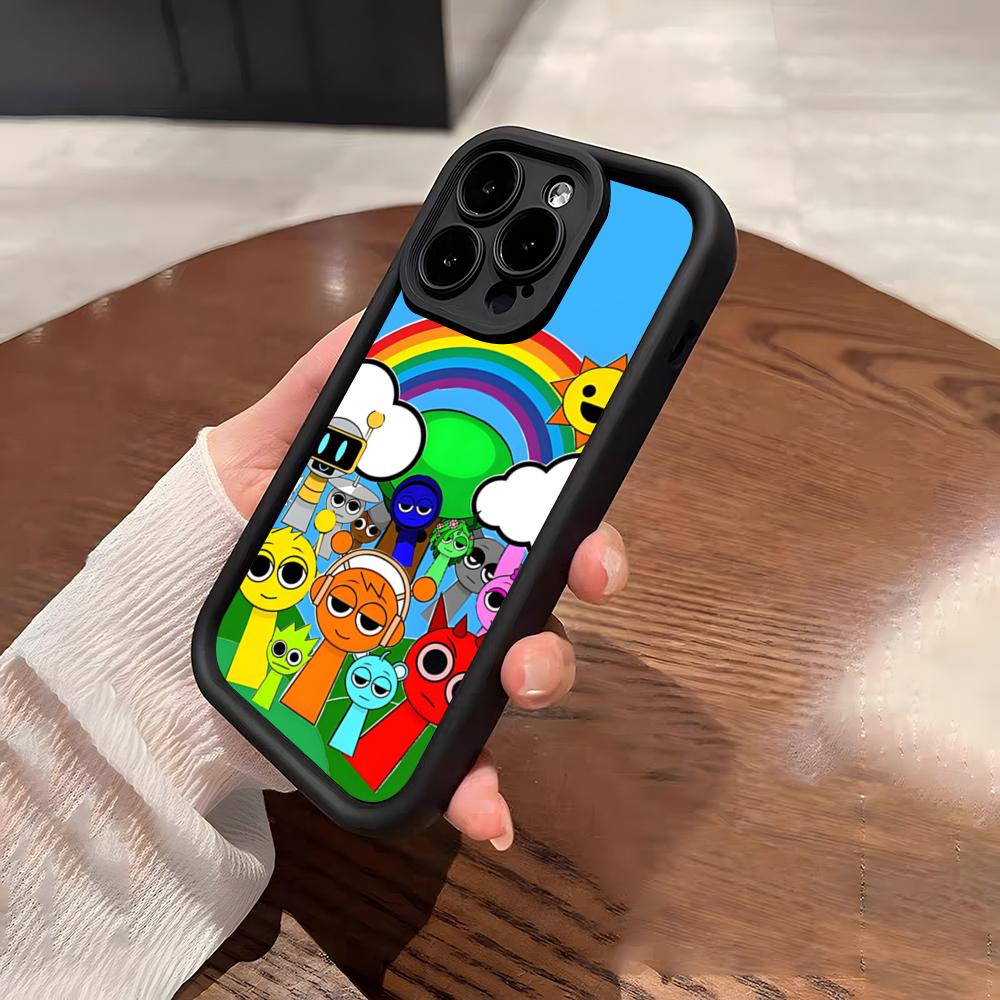 Мультяшный Игровой Чехол Sprunki для Телефона iPhone 17 Pro Max 15 Pro 16 14 Plus 12 13 Mini 11 Pro Ударопрочный Мягкий Чехол