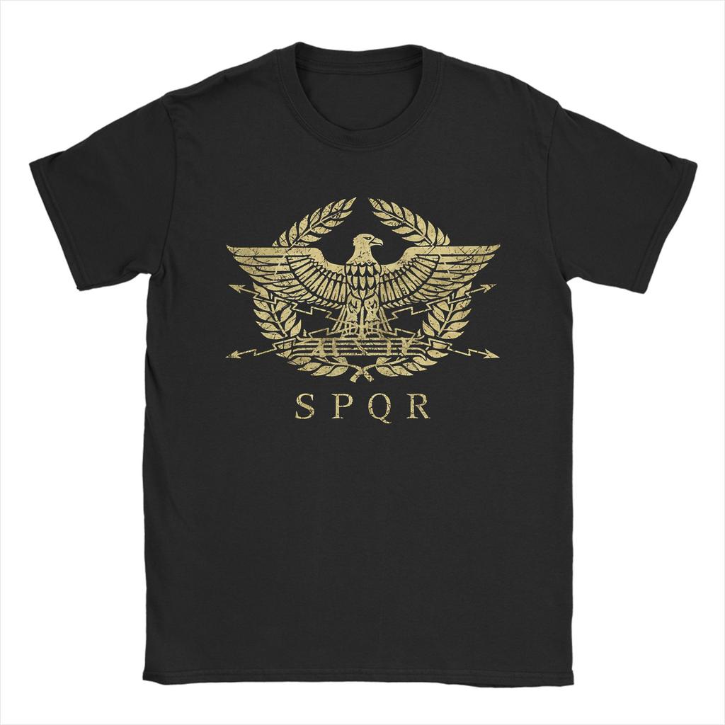SPQR Римский Орел Футболка Мужская Хлопок Креативная Футболка С Круглым Вырезом Футболка С Коротким Рукавом Одежда Идея для Подарка
