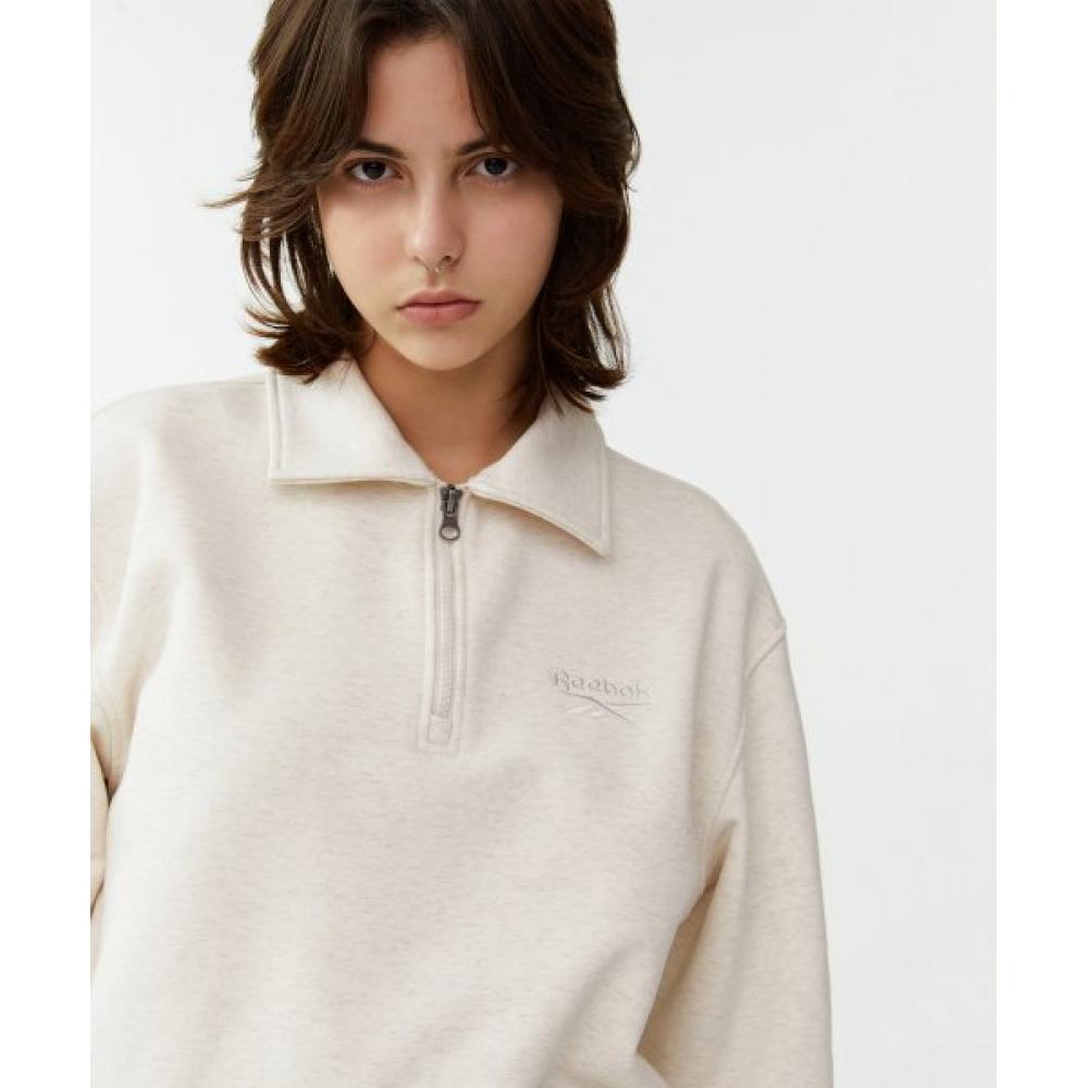Reebok Толстовка Vector Half Zip Up бежевого цвета