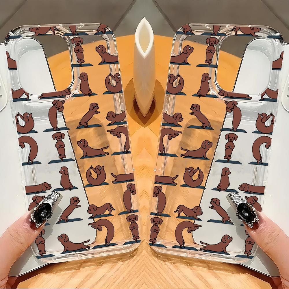Чехол для телефона с силуэтом таксы для Vivo Y17s Y78 Y77 Y36 Y35 Y02s V40 V29 V27 S15 4G 5G Pro с подушкой безопасности, противоударный, прозрачный