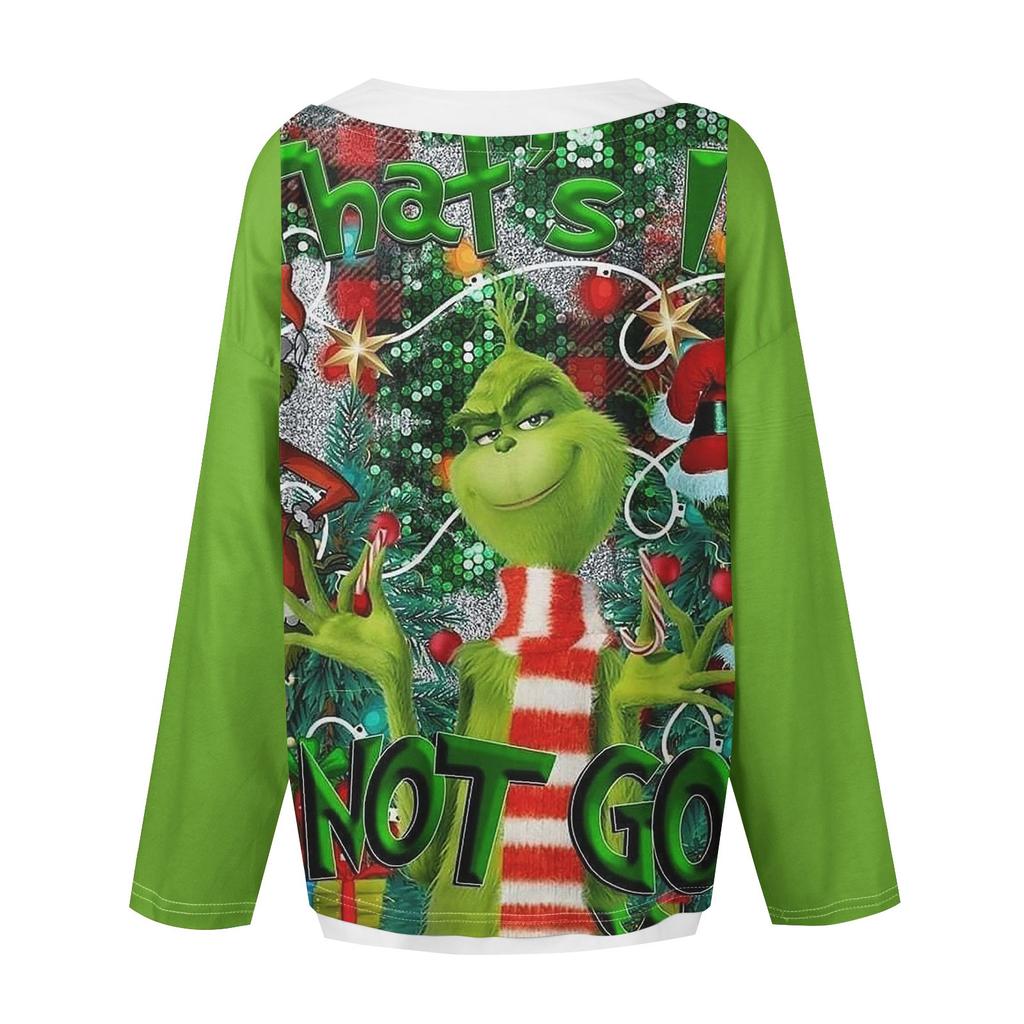 Женская повседневная модная толстовка с длинным рукавом и круглым вырезом с рождественским принтом, многослойный пуловер, топ