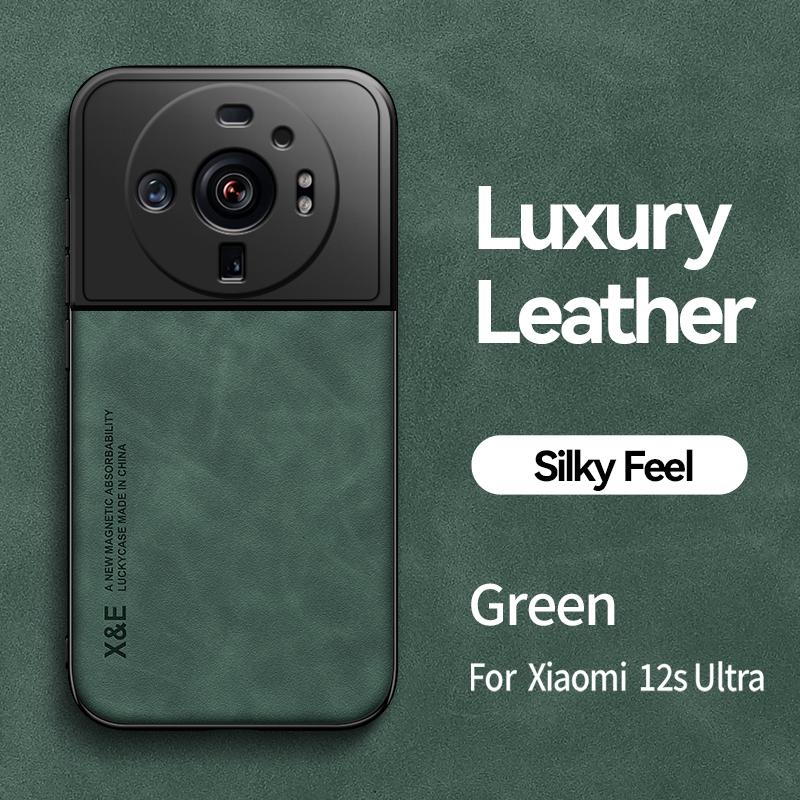 Чехол для Xiaomi Mi 12S Ultra, Кожаный чехол для телефона с магнитным держателем для автомобиля для Xiaomi Mi 12 S Ultra Mi12 S Ultra 6.73", Задняя крышка