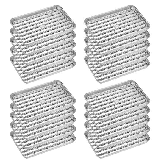 Yousheng 10/20Pcs Aluminum Foil Pans Heavy Duty Heat-Resistant Ribbed Bottoms Baking Trays Multifunctional Baking Trays