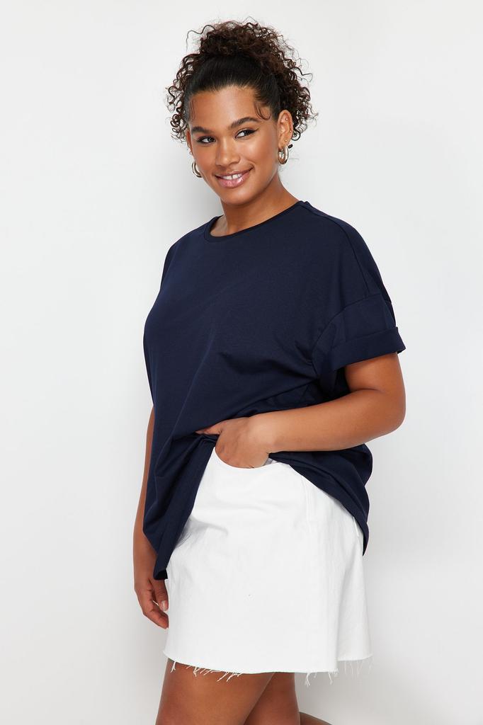 Женский стиль, большие размеры, светло-розовая трикотажная футболка из 100% хлопка с принтом на спине, свободного покроя, с круглым вырезом