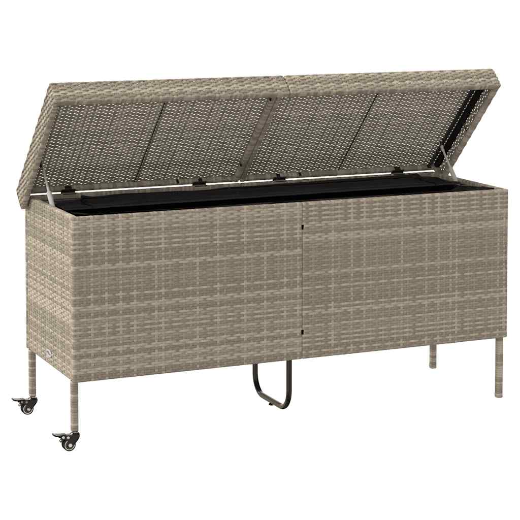 Garden Storage Box with Wheels Light Grey 160 x 55 x 75 cm Poly Rattan