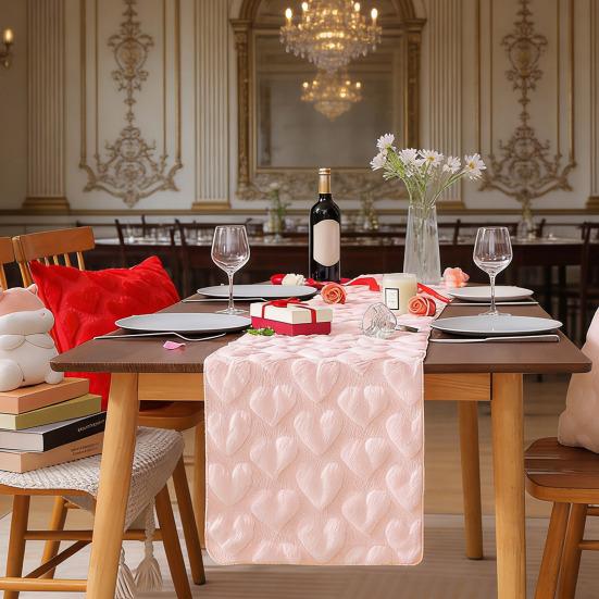 День святого Валентина Скатерть-дорожка Плюшевое сердце любви Скатерть-дорожка Пушистое сердце Романтическая скатерть-дорожка для дома Обеденный стол Юбилей Свадебная вечеринка