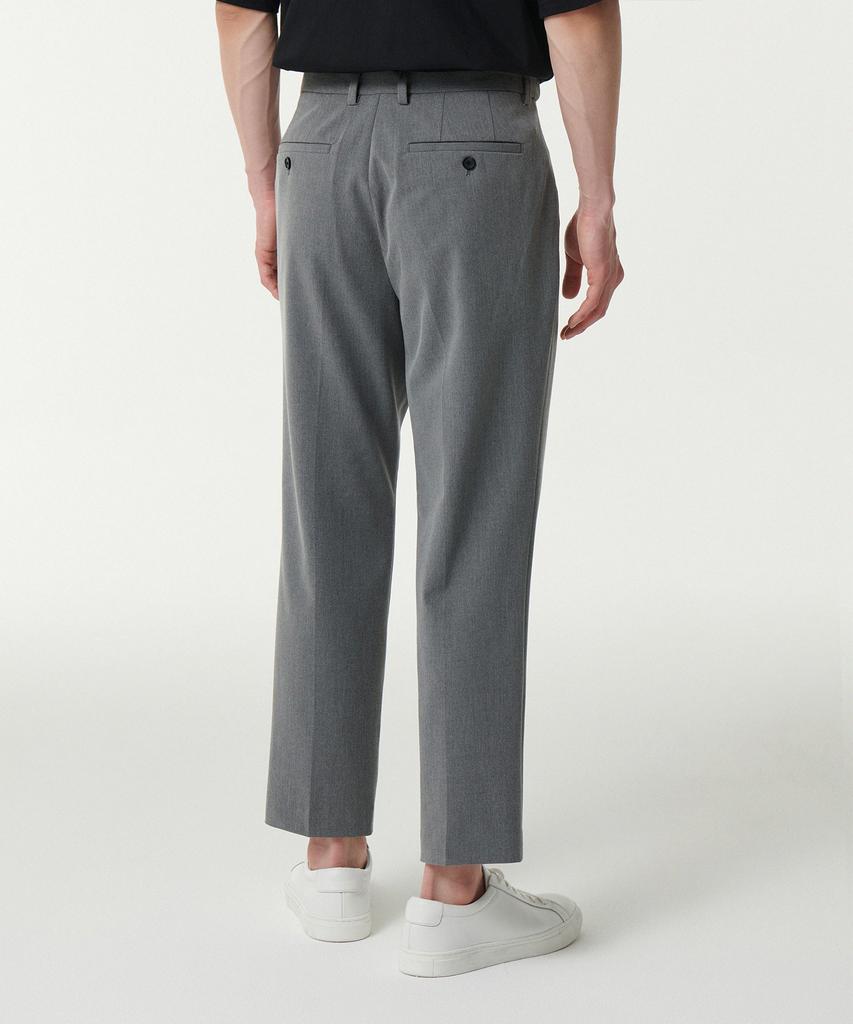 MUSINSA STANDARD Relaxed Tapered Hidden Banding Crop Slacks [Melange Gray]