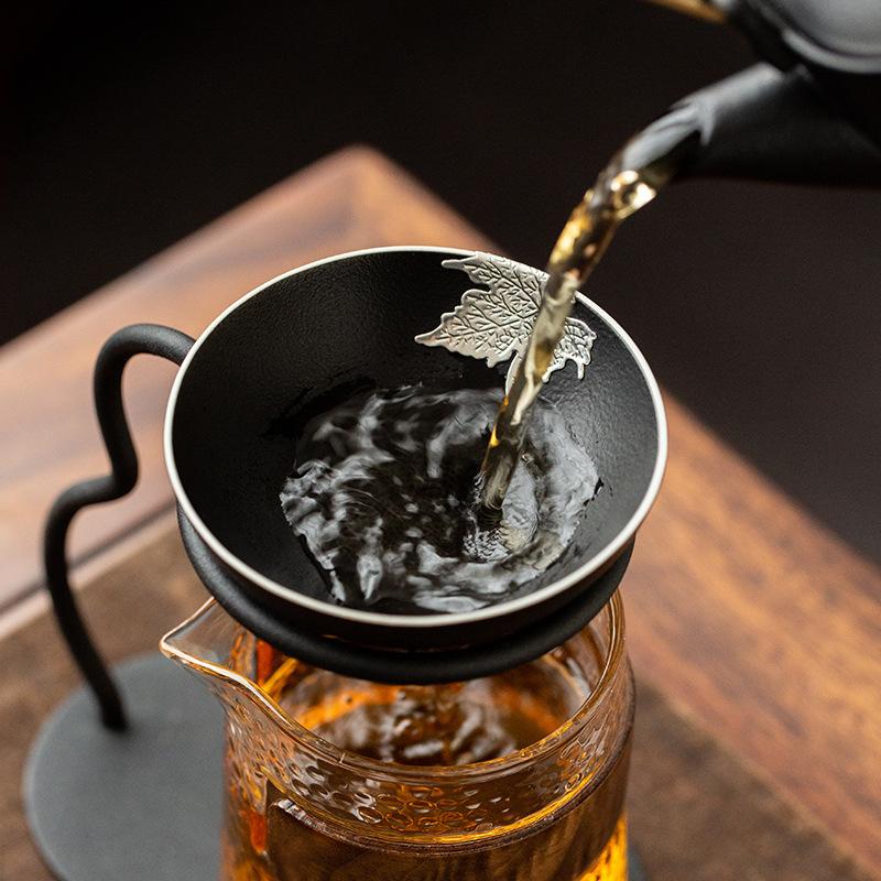 Черная керамика, железная рамка, встроенное ситечко для чая, керамический фильтр для чая, экран, ярмарочная чашка, японский чайник, набор керамических ситечек для чая