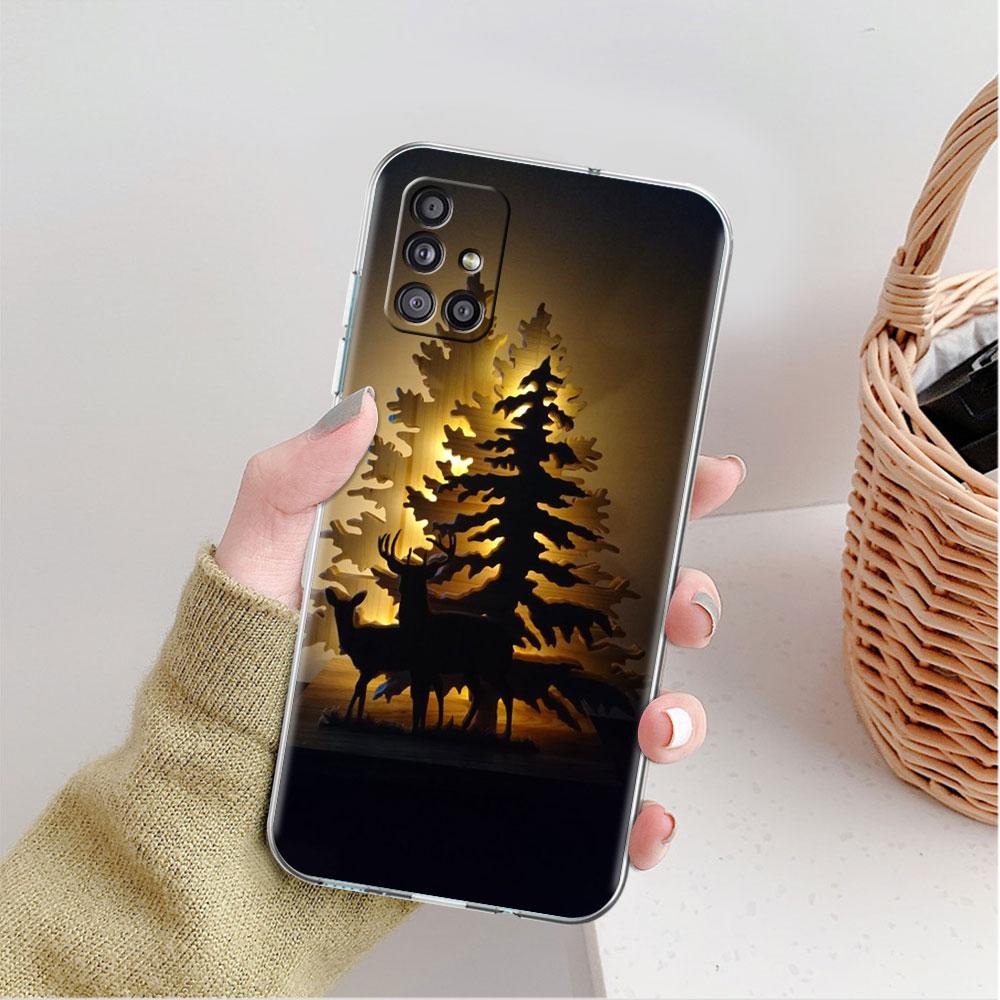 Прозрачный чехол Merry Christmas Tree Deer для Samsung Galaxy A52 A12 A51 A32 A21s A71 A32 A22 50 A70 A31 A72 5G Phone Cover