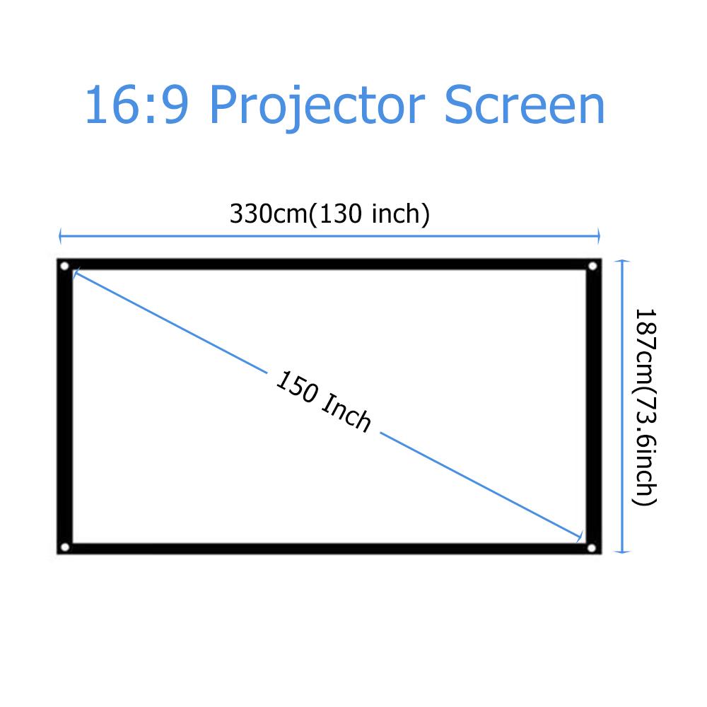 150 Inch Projector Screen 169 HD Foldable Portable Projection Screen AntiCrease Rear Front Project