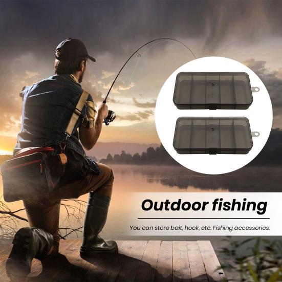 2Pcs Fishing Bait Cases 5-Compartments Large Capacity Transparent Visible Fishing Lure Container Clear Storage Boxes