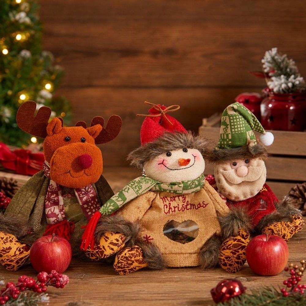 Large Capacity Christmas Gift Bags Snowman Elk Doll Design Holiday Packaging Bag Holiday Wrapping