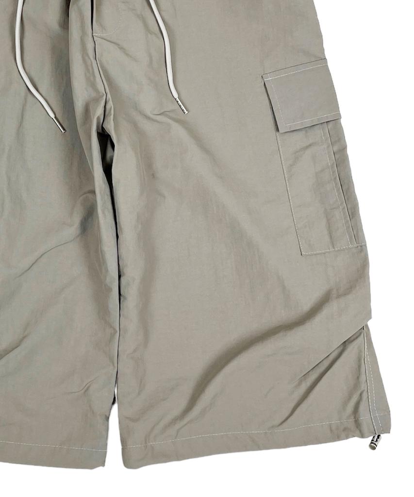 SK8ER ROCK Nylon Cargo Wide Long Half Pants Beige
