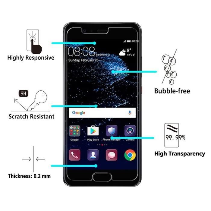 Verre Trempe HUAWEI P10 - Film Vitre Protection Ecran Ultra Resistant Protecteur Anti Rayure Transparent Phonillico®