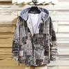 Men's Casual Fashion Printing Loose Lapel Hooded Plaid Long Sleeve Shirt Jacket Tops Blouse