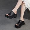 Fashion GKTINOO Retro Peep Toe Outdoor Platform Slippers Summer 2025 New Genuine Leather Comfortable Height Increasing Women's Shoes