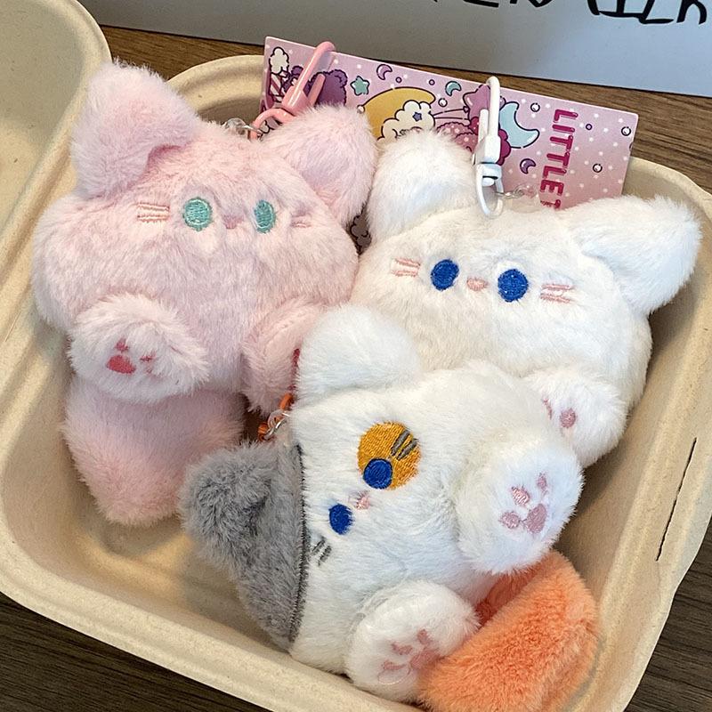 Kawaii Soft Stuffed Animal Little Cat Toys Keychain Plush Doll Bag Car Pendant Keyring Trinket Kids Birthyday Gift