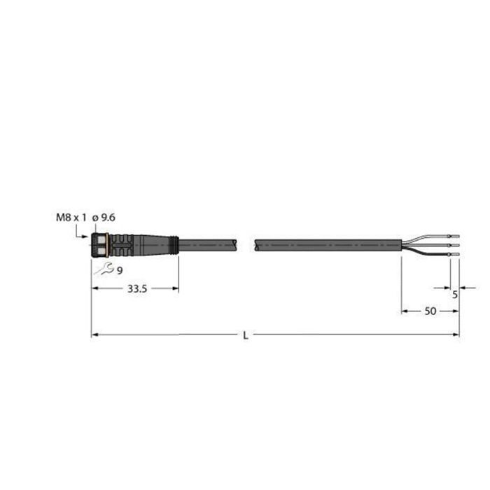 Turck 6625550 Câble de raccordement 2 m Nombre de pôles: 3 1 pc(s)