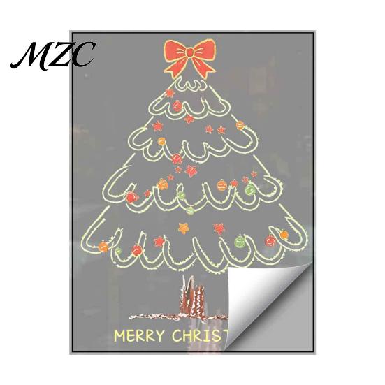 Festival Atmosphere Decors Christmas Tree Window Sticker, Simple Line Static Cling Decal, Waterproof Art Removable Festive PVC Decal for Holiday Home