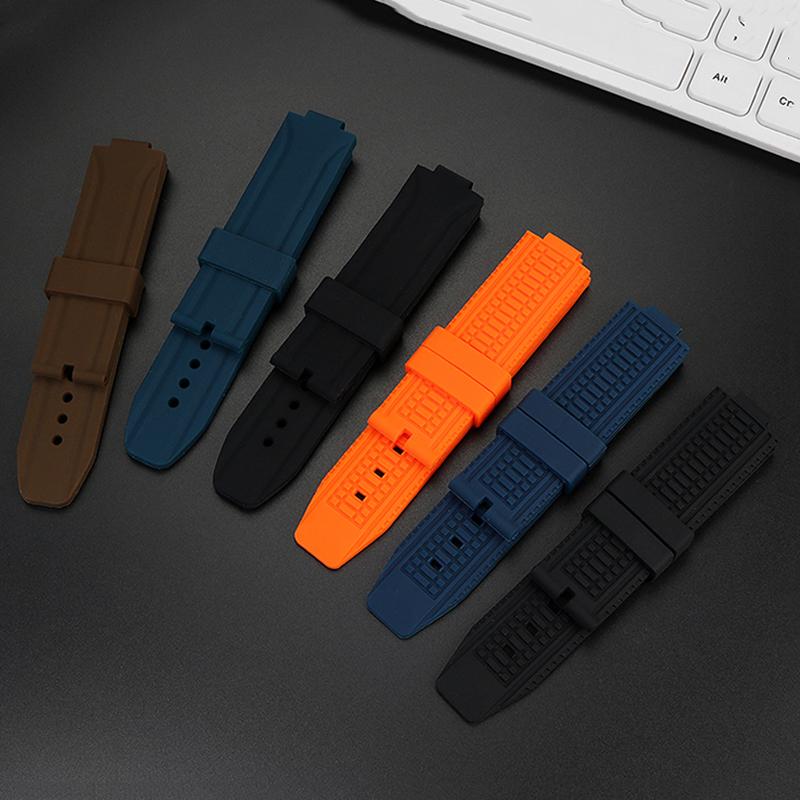 Rubber Watch Band for Tissot PRX Series Super Player T137.410 Strap Sports Waterproof Silicone Soft Bracelet Black Blue 24x12mm