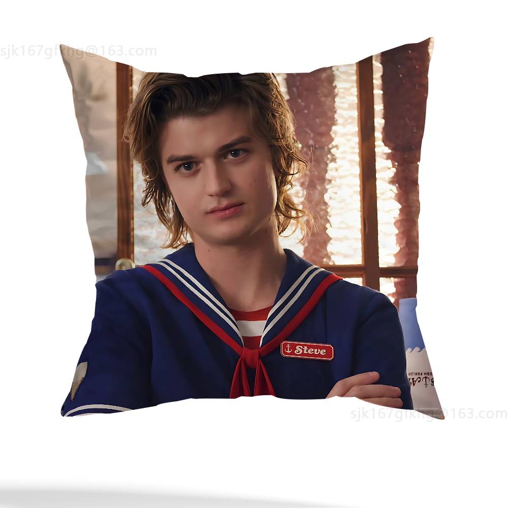 Joe Keery Stranger Pillow Case Anti-Dustmite Pillowcase Invisible Zipper Silky Short Plush Sofa Cushion Cover